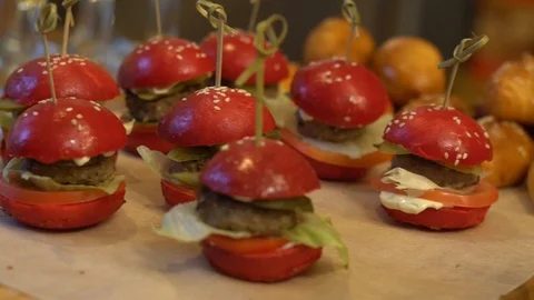 Small treats for guests at the buffet Stock Footage 112123403