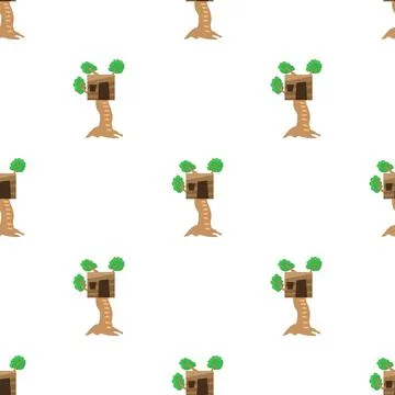 Small tree house pattern seamless vector Illustrazione stock