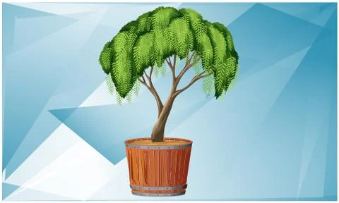 Small tree in a pot on diamond texture background Stock Illustration