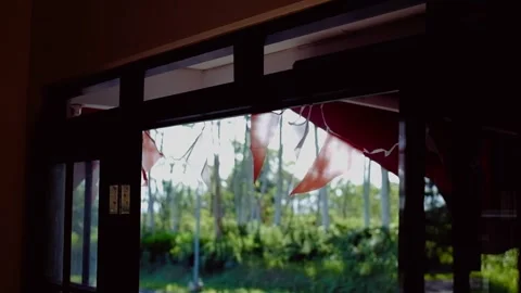 Small Triangle Indonesian Flags in the Front Door Stock Footage 281666710