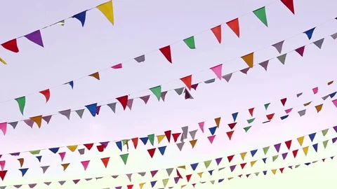 Small triangular waving flags Stock Footage 75518648