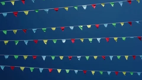 Small triangular waving flags Video stock 76680152