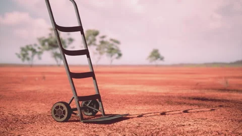 Small trolley cart in the desert Stock Footage 231987477