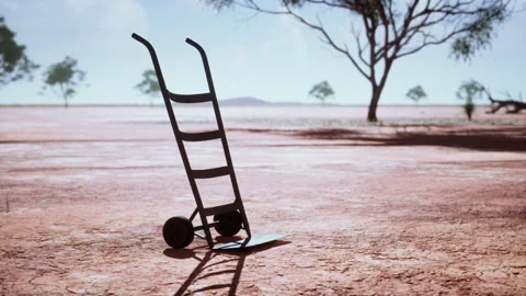 Small trolley cart in the desert Stock Footage 234835774