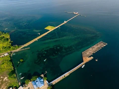 Small Tropical Harbor Drone View Stock Photos