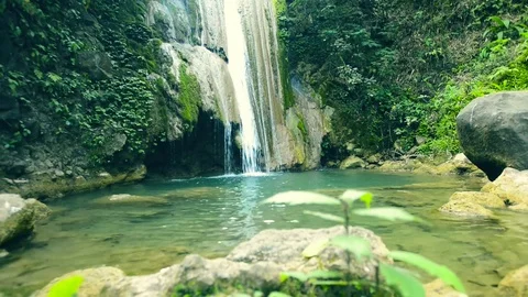 Small Tropical Waterfall Stock Footage