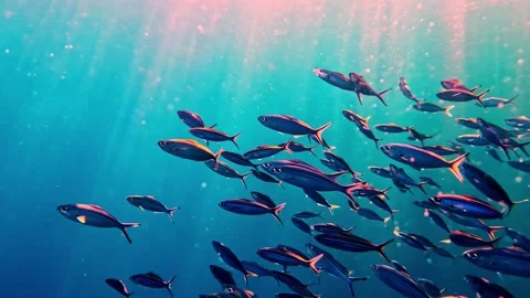 Small tuna fish swimming in shallow tropical waters Vidéo 320148780