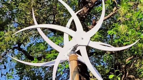 Small turbine with tree background, countryside Chiangmai Thailand. Stock Footage 303037372