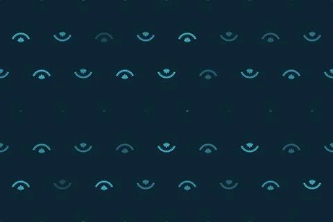 Small turquoise wave-like ornaments repeat across a deep navy field in a re.. Stock Illustration