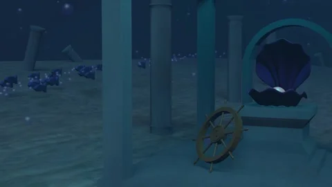 Small underwater temple Looping animated background. 1080p (2) Stock Footage 258881340