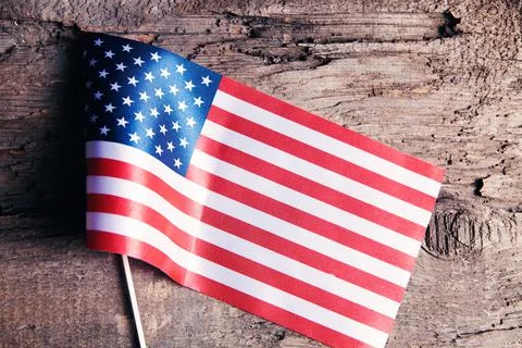 Small usa flag on the table Stock Photos