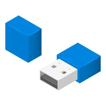 Small usb flash icon, isometric style Stock Illustration