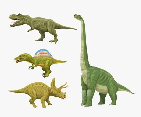 Small various dinosaurus set isolated on white Stock Illustration