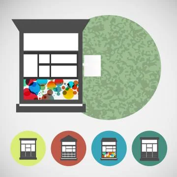 Small vector set house for street retail Stock Illustration