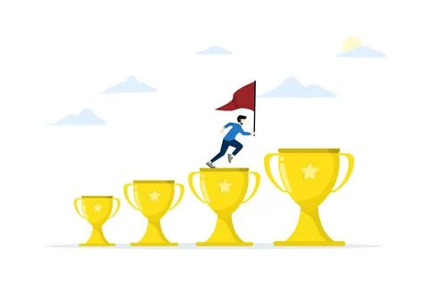 Small victory or achievement concept to motivate to achieve bigger goals Stock Illustration