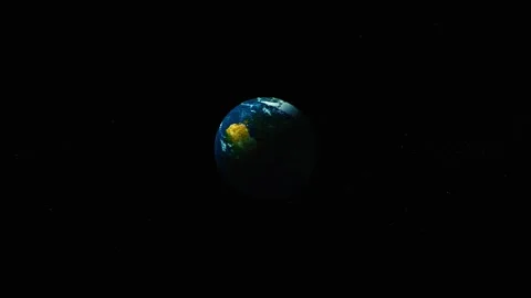 Small view of planet earth floating in dark space with faint stars, showing.. Stock Footage 340388416