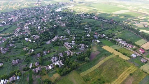 Small vilage seen from above. Stock Footage 112035923