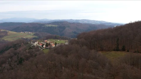 Small village in the middle of a forest Stock Footage 100290216