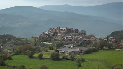 Small village in the Pyrenees Stock Footage 296591323