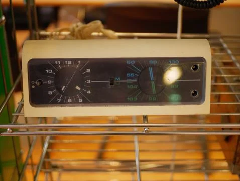 Small Vintage Electronic Control Module With Knobs And Dials Displayed Stock Photos