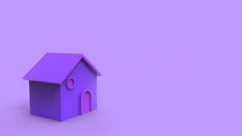 Small violet house HD with a light cyan background. sale of houses for rent.  Stockillustratie