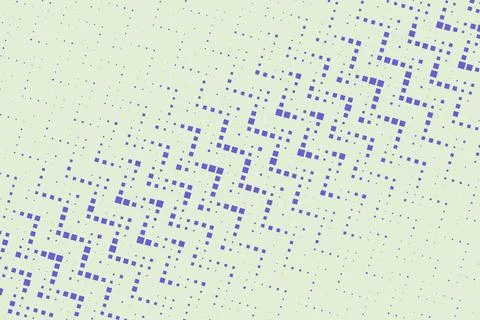 Small violet squares drift across a pale mint field with generous open area.. Stock Illustration