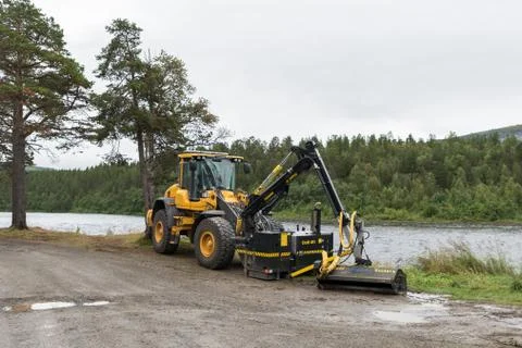 Small Volvo hjullaster loader yellow Fotos Stock