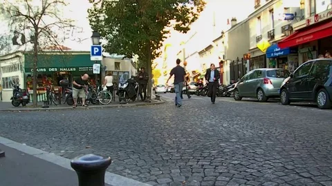 A small walk in paris Stock Footage 95442894