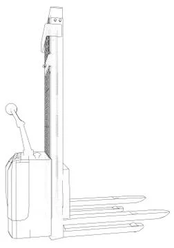 Small Warehouse Forklift. Abstract drawing. Tracing illustration of 3d Illustrazione stock