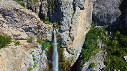 Small Waterfall Aerial Drone View Stock Footage 247957561