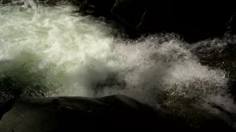 A small waterfall and jumping fish Stock Footage 68807090