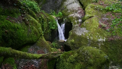 Small waterfall in the austrian canyon wolfsschlucht near bad kreuzen Stock Footage 131840845