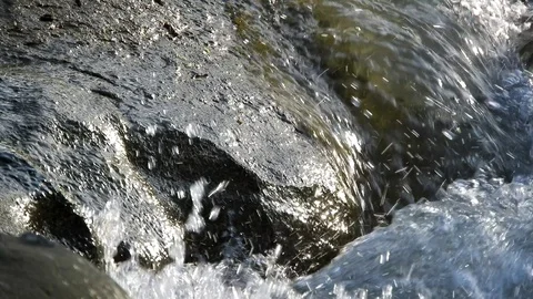 Small waterfall on beautiful river, stream flow Video stock 88398395