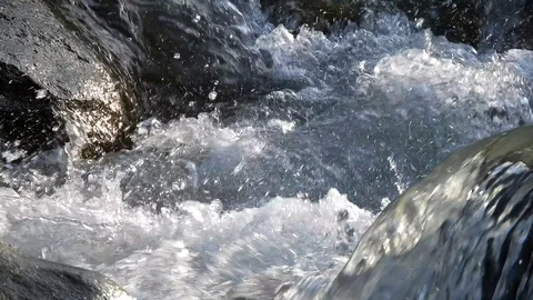 Small waterfall on beautiful river, stream flow Stock Footage 88398448