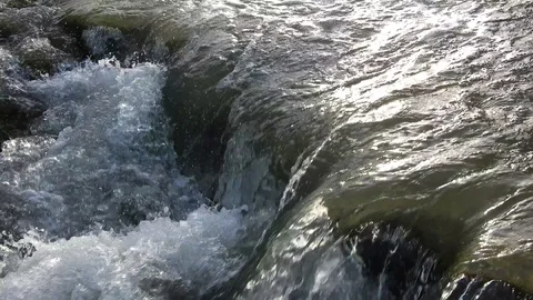 Small waterfall on beautiful river, stream flow Stock Footage 88398578