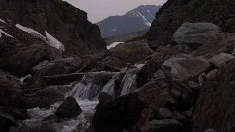 Small waterfall between two rocks. Ural mountains Stock Footage 269565015