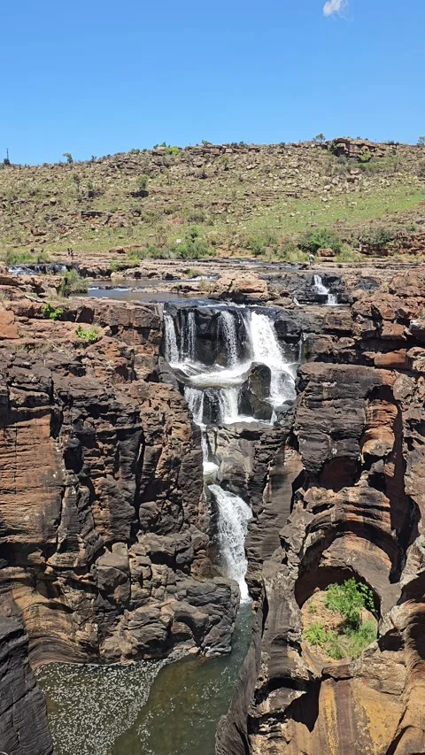 Small Waterfall, Bourke's Luck Potholes, Panorama Route, South Africa – Vertical Stock-Footage 347909558