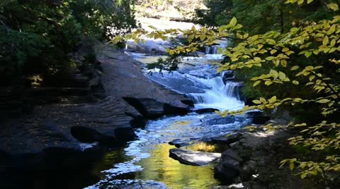 Small waterfall cascading down the rocks Stock Footage 20611816