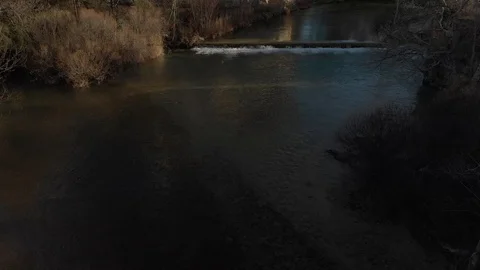 Small Waterfall Clear River Sunset Gorge Video stock 103379191