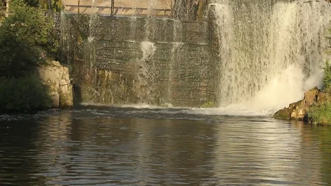 Small waterfall. Close Up of Flowing Water. Stock Footage 77613798