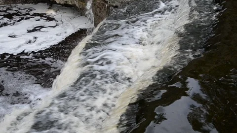 Small waterfall at cloud day. Stock Footage 92845180