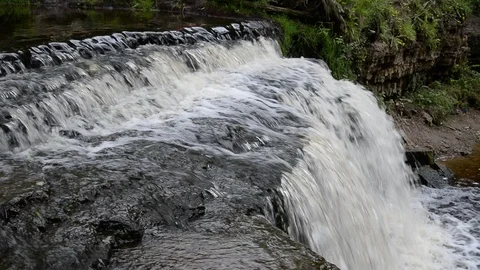 Small waterfall at cloud day. Stock Footage 92845716
