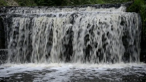 Small waterfall at cloud day. Stock Footage 92853677