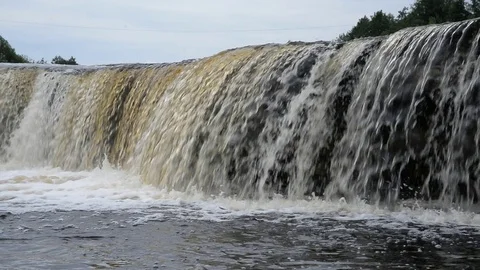 Small waterfall at cloud day. Stock Footage 92855222