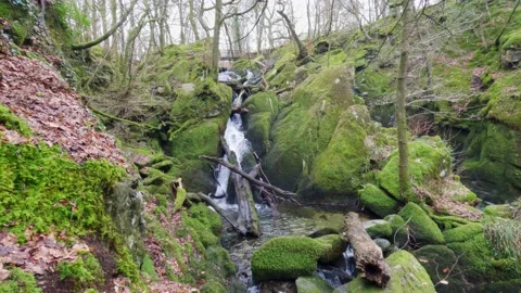 Small waterfall in the Cumbrian Lake District, just outside the village of .. Stock Footage 237362245
