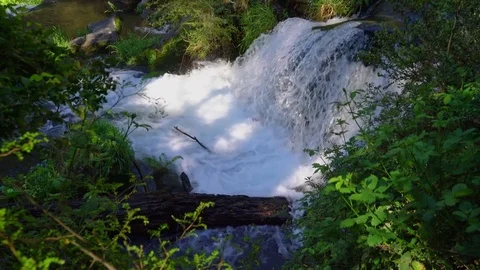 Small waterfall in dappled sun Stock Footage 73249116
