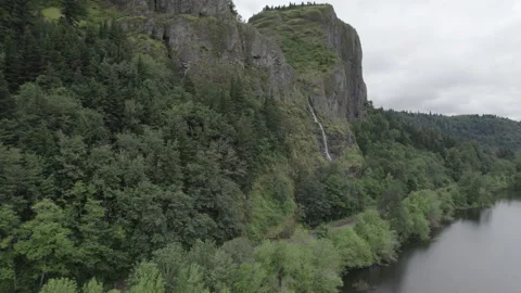 Small Waterfall Drone Approach Stock-Footage 206215866