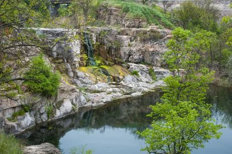 A small waterfall with droplets Stock Photos