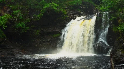 Small waterfall in England  Stock Footage 129512554