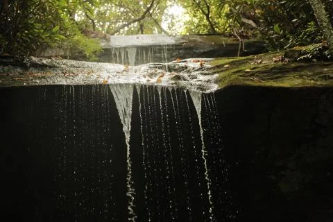 Small waterfall in the fall. 스톡 사진